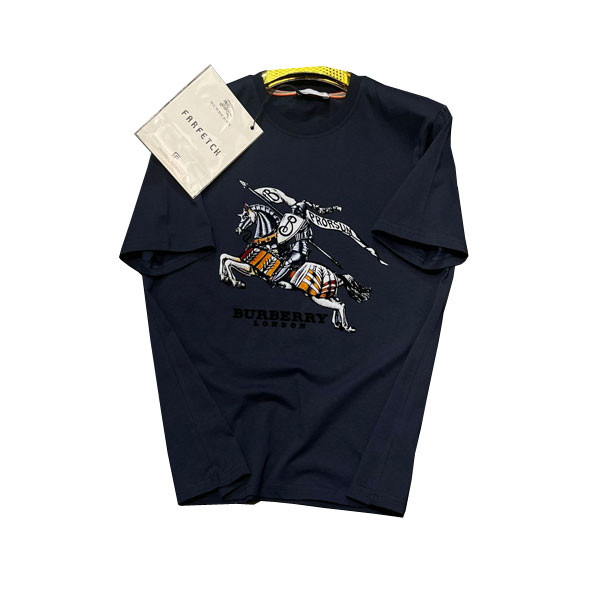 Burberry Single Color T-Shirts for Men with Big Burberry Logo (Horse) Imprinted in the Middle of the Chest, in 3 Colors