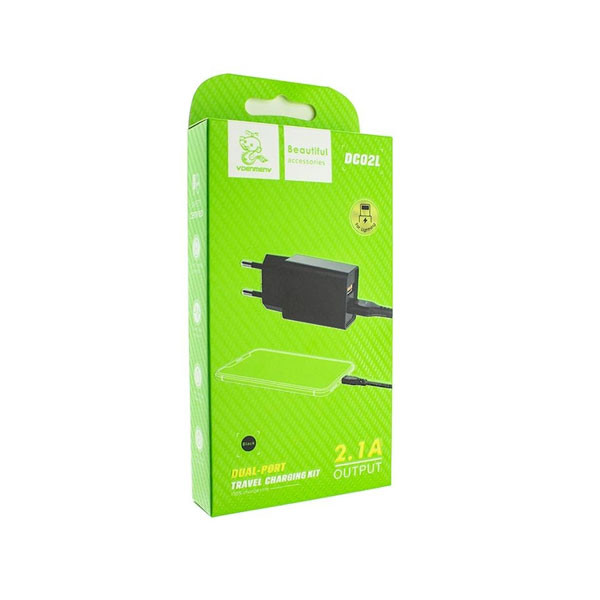 Denmen Power Adapter, Lightning Cable, 5V/2.1A/2USB, White Color, Model No. DC02L