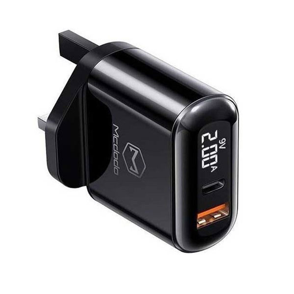 Mcdodo PD20W 1C1U Digital Display Fast Charger Pro, Black Color, Model No. LCH-723