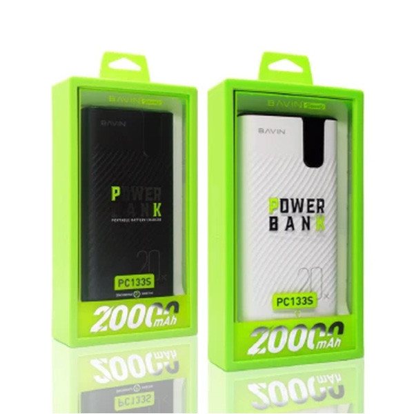 Bavin 20000mAh Portable Fast Charging Power Bank in Black & White Colors