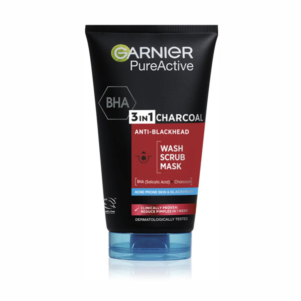 Garnier Pure Active 3-in-1 Black Face Mask Against Black Spots and Acne with Activated Carbon