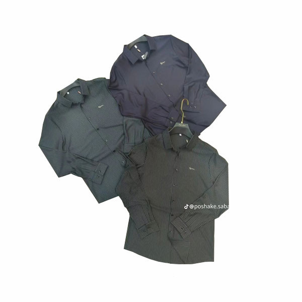 Columbia Monochrome Shirts with Vertical Thin Stripes in 3 Colors (Purple, Black & Blue Navy)