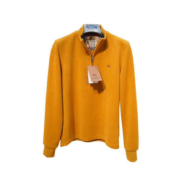 Burberry Sweater for Men with Half Zip Closure - Mustard Color