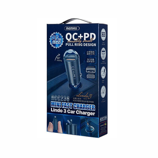 Remax Lindo 3 Series 45W Multi-Compatible Fast Car Charger Model No. RCC238