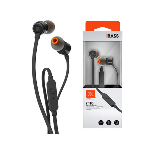 JBL Tune 110 Headphones 3.55mm, Black Color, Model No. JBLT110BLK