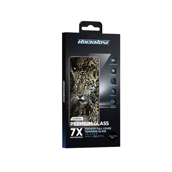 Rockrose Screen Protector For iPhone 7 Plus, Black Color, Model No. RRTGIP7APFRB
