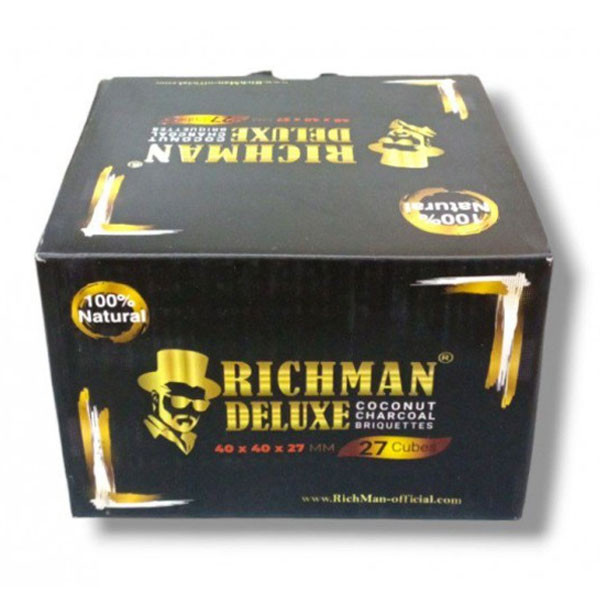 Richman Deluxe Hookah Charcoals Coconut Briquettes, 27pcs