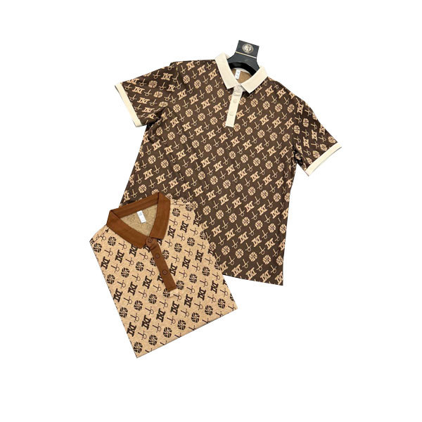 Don Diva Short Sleeves Double Color in Beige & Brown Shadows Polos for Men