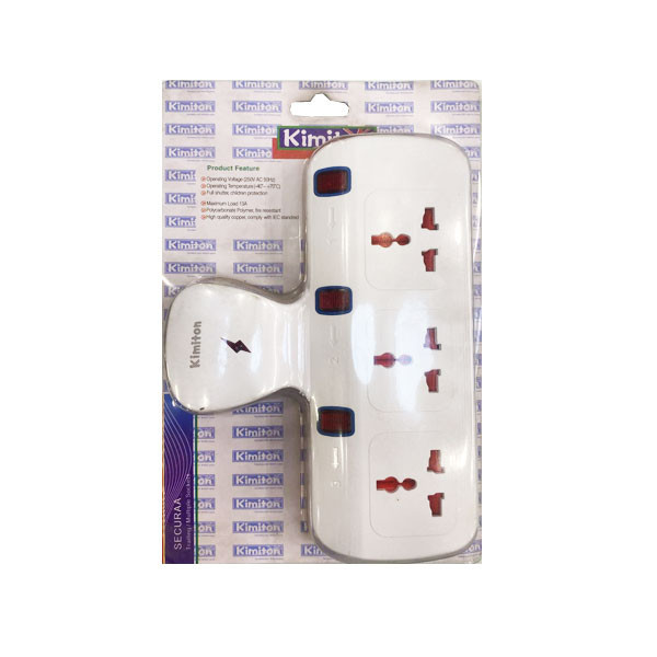 Kimiton Multi Plug Socket, 13A - 250V, White Color, Model No. MSW504S