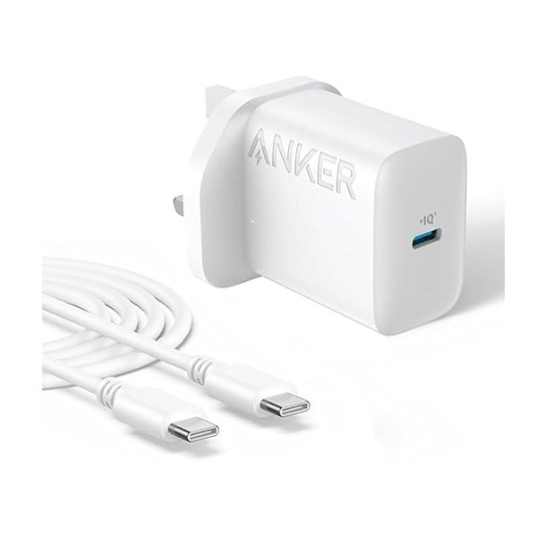 Anker Wall Charger 20W with USB-C Cable, White Color, Model No. B2347K21
