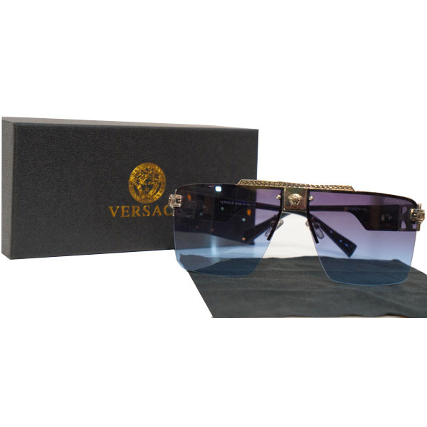 Versace Unisex Sunglasses with Gold Verasce logo in the Middle - Black Color Frame