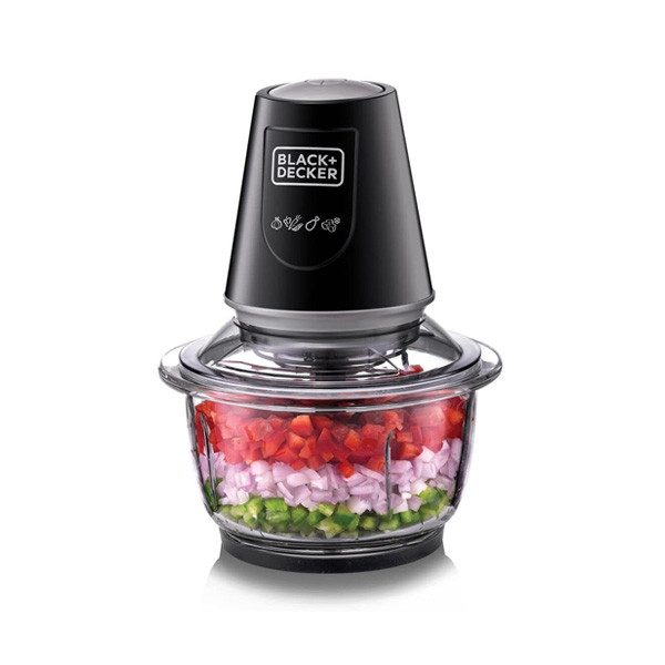 Black+Decker Glass Chopper 400W, 1.2lt Capacity with 4 Removable Blades, Model No. GC400-B5