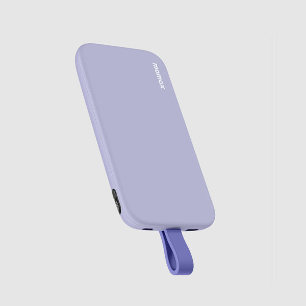 Momax iPower PD3 10000mAh Power Bank 22.5W with USB-C Cable, Purple Color, Model No. IP118U