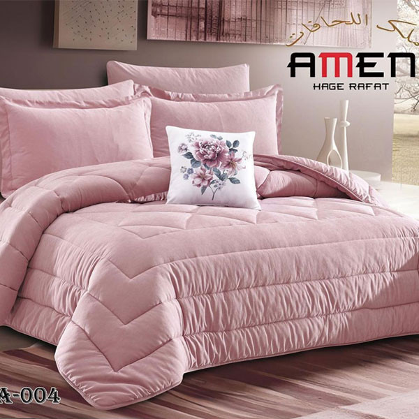Amen Hage Rafat Set of 7 pieces (Comforter, Filted Sheet, 2 Pillow Cases, 2 Pillow Shams, Cushion) Pink Color, Model No. JESSICA-004
