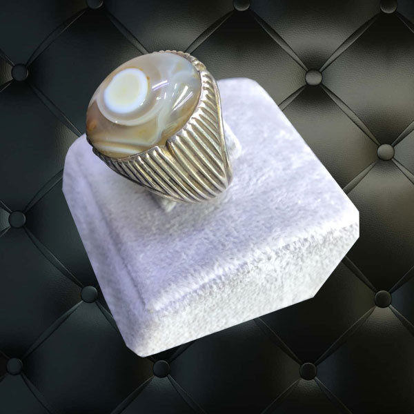 Hand Made Silver Ring, Decorated with Big Soleimani Agate Stone, for Men