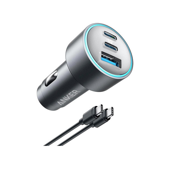 Anker 535 3-Ports Car Charger 67W 2C1A with 3Ft USB-C-to-C Cable, Gray Color, Model No. B2731HA1