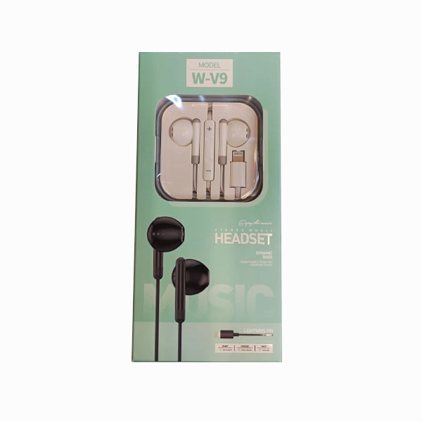 OEM Stereo Music Lightning Headset, White Color Model No. W-V9