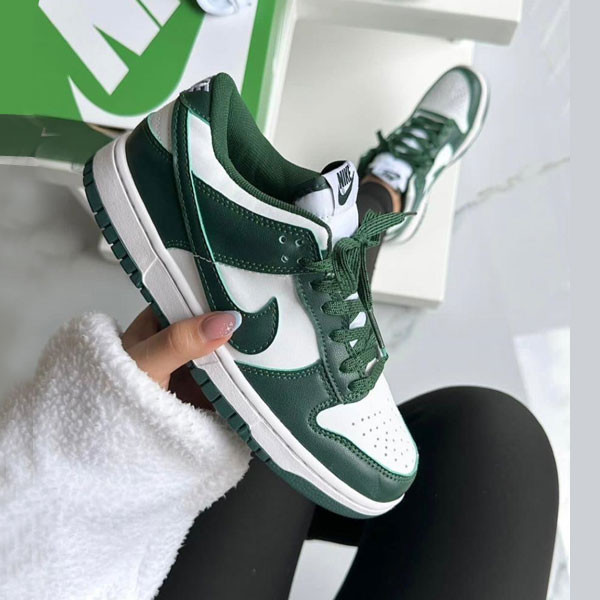 Nike Green Leather Dunk Low Top Sneakers for Women