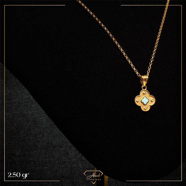 Yellow Gold Necklace 24K, 45cm long with Golden & Platinum Circled Cross, 2.5gr, for Women