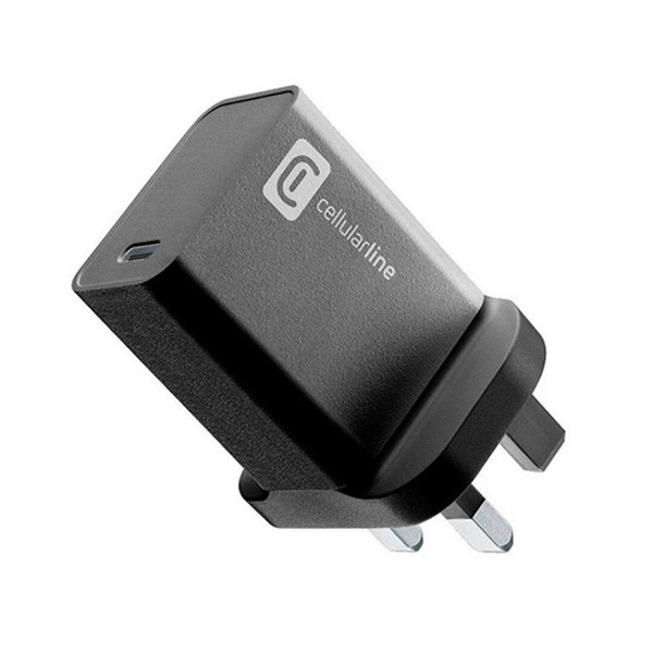 Cellularline 25W Wall Charger UK Plug, Black Color, Model No. ACHUSBCPD25UKK