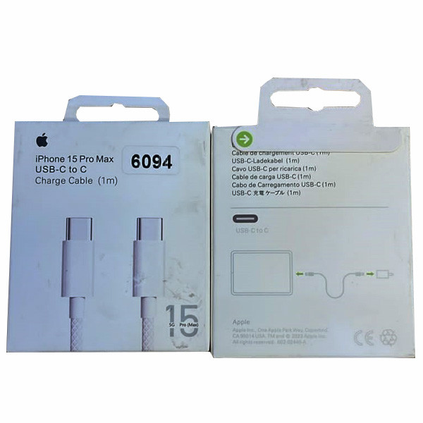 Apple USB-C to C Charge Cable, 1m, White Color, for iPhone 15 Pro Max
