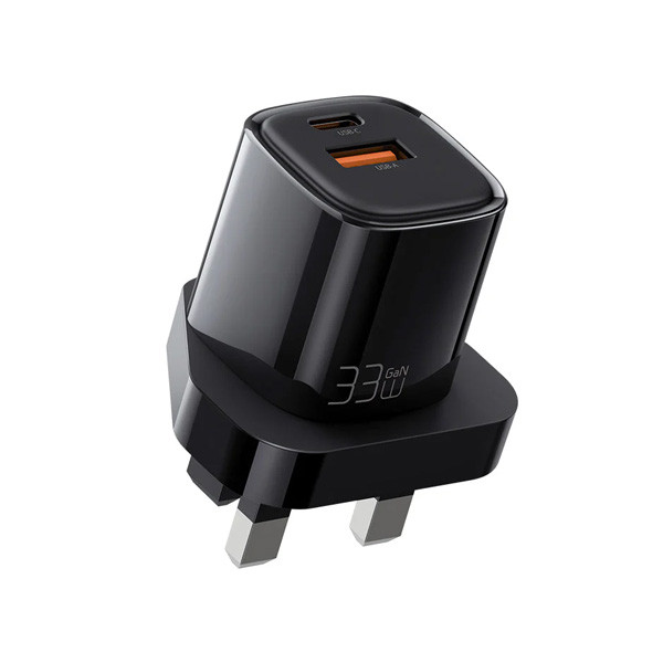 Mcdodo Nano Series 33W PD+QC Dual Port Charger (UK plug), Black Color, Model No. CH-0591