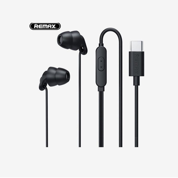 Remax Soft & Cozy Skin-Friendly Layered Eartips USB-C, Black Color, Model No. RM-518a