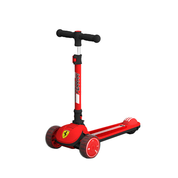 Ferrari Foldable Twist Scooter For Kids With Adjustable Height, Led Lights (Medium), Aged 3 To 10