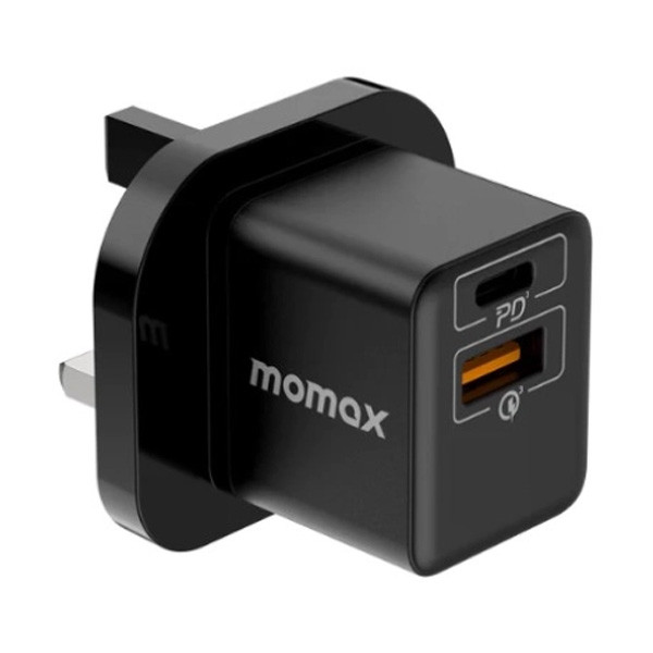 Momax OnePlug 20W 2-Port Mini Charger UK, Black Color, Model No. UM36UKD
