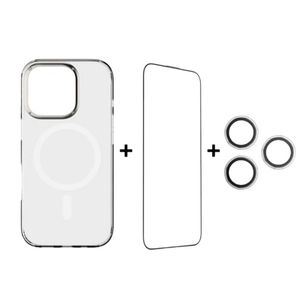 Momax Bundle Gift Set MX Case with 3D Screen Protector with Lens Protector iPhone 16 Pro