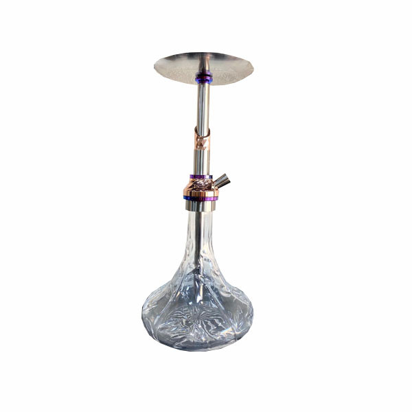 Najah Almarzook Big Size Glass Hookah, with Transparent Bottle Base with Bronze Binding of the Glass Base & the Metallic Body & Stainless Steel Top