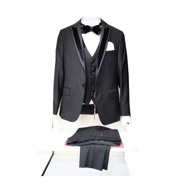 Dolce & Gabbana Set of Dark Gray Color Suit Jacket with Black Velvet Designs & Trouser for Official Occasions - for Men
