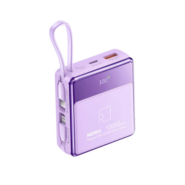 Remax Resiang Series 10000mAh PD+QC Fast Charging Power Bank, PD 20W+QC 22.5W, Purple Color, Model No. RPP-605