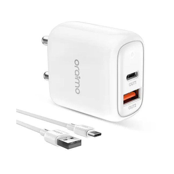 Oraimo Charger Kit 18W UK with Type-C Cable Deep Spring Model No. OCW-U83D+C53(Deep Spring)